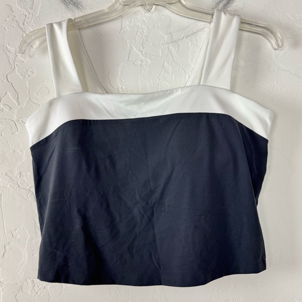 Target All in Motion Tank‎ Top Shirt Square Neck Colorblock White Black Tennis